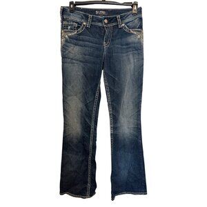 Silver Jeans Suki Womens Bootcut Denim Jeans W29/L32 Distressed Blue Western Sty